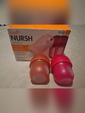 ( BOON ) NURSH BABY Air-Free SILICONE BOTTLES - Pink & Orange